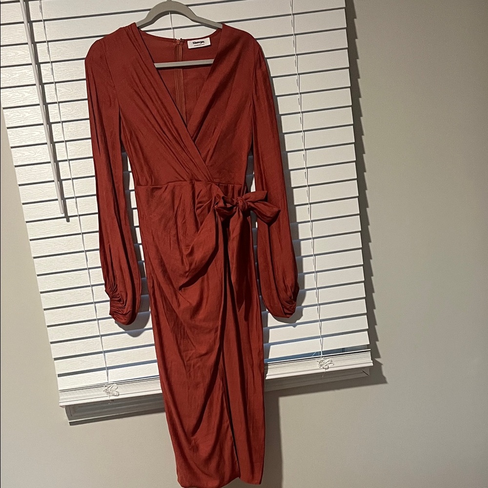 Showpo Rust Long Sleeve Dress